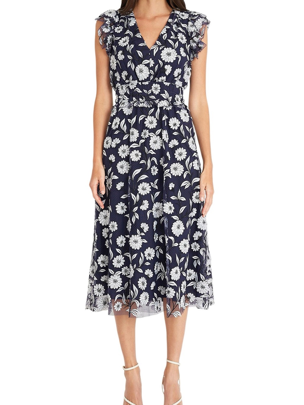 Maggy London Floral Mesh Midi Dress - Size 14 NWT